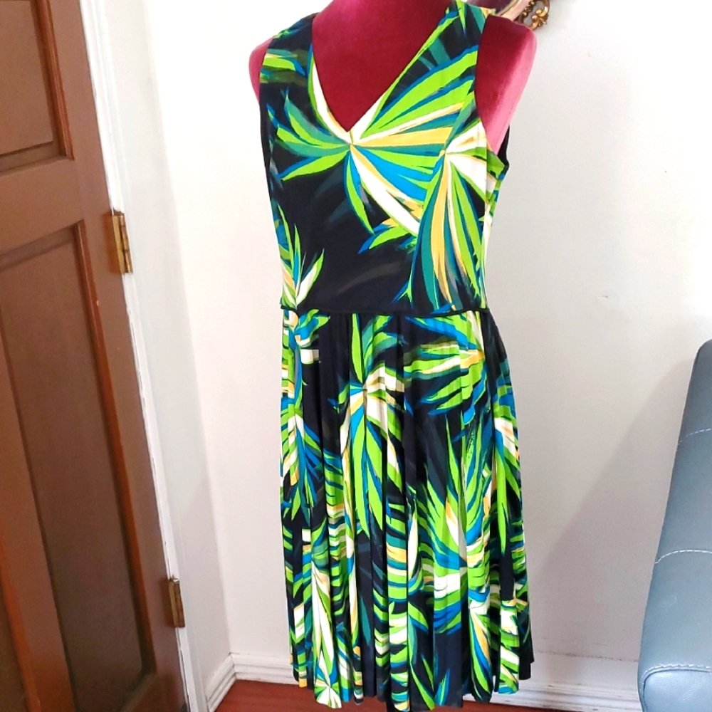 Tropical Print Sleeveless Dress Dress Barn Size 10